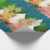 グリーンピンクホワイトクリスマスツリーズスターズスノーティール（緑がかった色） ラッピングペーパー (角)