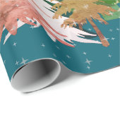 グリーンピンクホワイトクリスマスツリーズスターズスノーティール（緑がかった色） ラッピングペーパー (ロールコーナー)