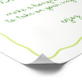 グリーンピンクボウフレーム手書きフラワーバー ポスター (角)