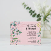 グリーンピンクモダンウェディング インビテーションポストカード (スタンド正面)