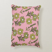 グリーンピンクレトロY2Kヒッピーファンキーフラワーパターン アクセントクッション (裏面(縦))