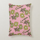 グリーンピンクレトロY2Kヒッピーファンキーフラワーパターン アクセントクッション (正面(垂直))