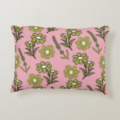 グリーンピンクレトロY2Kヒッピーファンキーフラワーパターン アクセントクッション (裏面)
