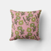 グリーンピンクレトロY2Kヒッピーファンキーフラワーパターン クッション (裏面)