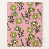 グリーンピンクレトロY2Kヒッピーファンキーフラワーパターン プランナー手帳 (裏面)