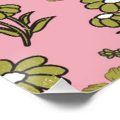 グリーンピンクレトロY2Kヒッピーファンキーフラワーパターン ポスター (コーナー)