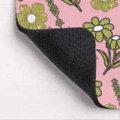 グリーンピンクレトロY2Kヒッピーファンキーフラワーパターン マウスパッド (コーナー)