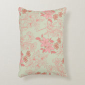グリーンピンクレトロY2K 70s花柄 アクセントクッション (正面(垂直))