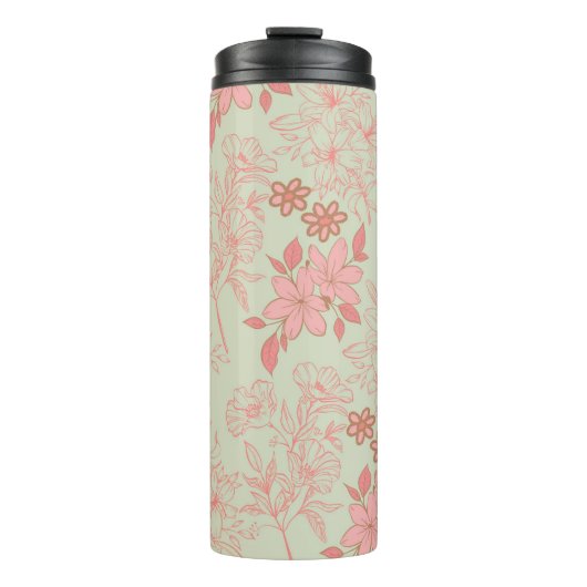 グリーンピンクレトロY2K 70s花柄 タンブラー (正面)