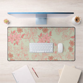 グリーンピンクレトロY2K 70s花柄 デスクマット