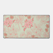 グリーンピンクレトロY2K 70s花柄 デスクマット (正面)