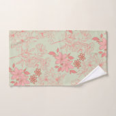 グリーンピンクレトロY2K 70s花柄 バスタオルセット (ハンドタオル)