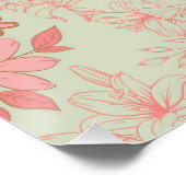 グリーンピンクレトロY2K 70s花柄 ポスター (コーナー)