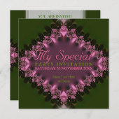 グリーンピンクレーススペシャルイベントパーティの招待状 招待状 (正面/裏面)