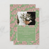 グリーンピンクローズレトロY2K 70s花柄 サンキューカード (正面/裏面)