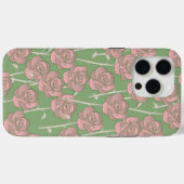 グリーンピンクローズレトロY2K 70s花柄 Case-Mate iPhoneケース (裏面 (横))