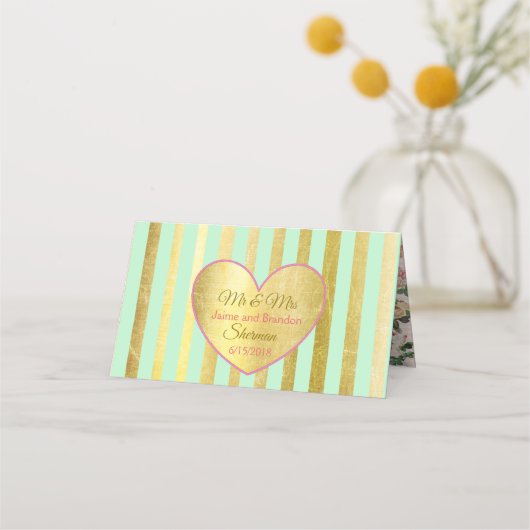 グリーンピンクローズ結婚のテーブル番号カード プレイスカード (裏面)