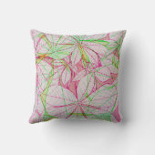 グリーンピンクヴィンテージ模様葉枕 クッション (裏面)