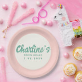 グリーンピンク手書きレトロブライダルシャワー ペーパープレート (パーティー)
