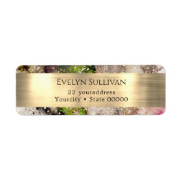 グリーンピンク水彩フォイル差出人住所ラベル ラベル