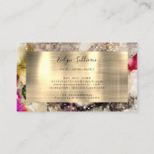 グリーンピンク水彩及びゴールドフォイルロイヤリティカード 名刺 (裏面)