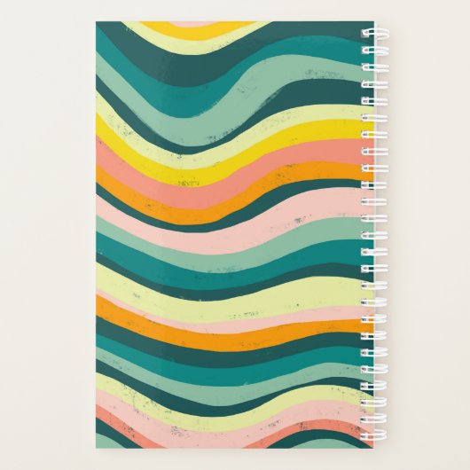 グリーンピンク波ストライプのカラフルはっきりしたカスタム プランナー手帳 (裏面)
