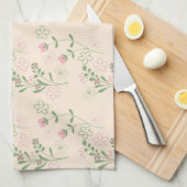 グリーンピンク熱帯フローラ春夏 キッチンタオル (四つ折り)