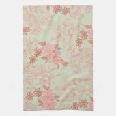 グリーンピンク熱帯フローラ春夏 キッチンタオル (縦)