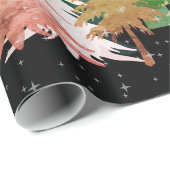 グリーンピンク白いクリスマスツリーズスターズスノーブラック ラッピングペーパー (ロールコーナー)