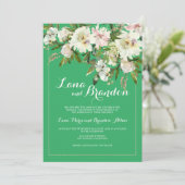 グリーンピンク白オレンジのフローラ国の結婚式 招待状 (スタンド正面)