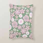 グリーンピンク白レトロY2K 70s花柄 アクセントクッション (裏面(縦))