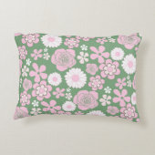 グリーンピンク白レトロY2K 70s花柄 アクセントクッション (裏面)