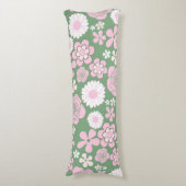 グリーンピンク白レトロY2K 70s花柄 ボディピロー (正面縦)