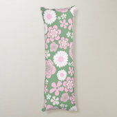 グリーンピンク白レトロY2K 70s花柄 ボディピロー (裏面 (縦))