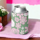 グリーンピンク白レトロY2K 70s花柄 缶クーラー