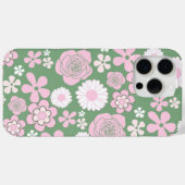 グリーンピンク白レトロY2K 70s花柄 Case-Mate iPhoneケース (裏面 (横))