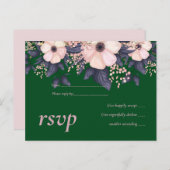 グリーンピンク結婚フローラ予算 インビテーションポストカード (正面/裏面)