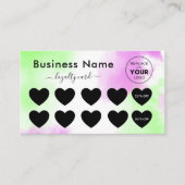 グリーンピンク絞り染め追加ロゴ割引ミニマルガーリー ロイヤリティカード (正面)