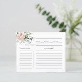グリーンピンク赤面フローラブライダルシャワーレシピカード (スタンド正面)