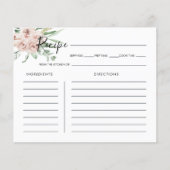 グリーンピンク赤面フローラブライダルシャワーレシピカード (正面)