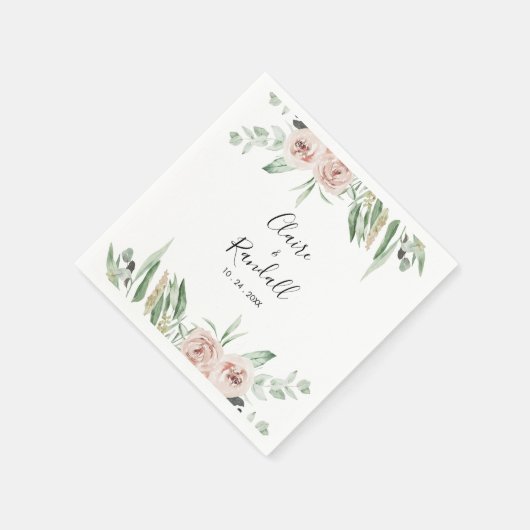 グリーンピンク赤面フローラ結婚ズナプキン スタンダードカクテルナプキン (角)