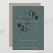 グリーンピンク赤面葉リースベビーシャワーカード サンキューカード (正面/裏面)