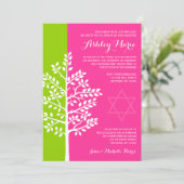 グリーンピンク ツリー オブ ライフ バット ミッツヴァ 招待状 (スタンド正面)