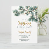 グリーンピン枝 ゴールドライト クリスマスパーティ 招待状 (スタンド正面)