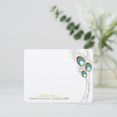 グリーンピーコックの羽根のフラットなメモカード 招待状 (スタンド正面)