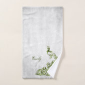 グリーンピーコックパーソナライズされたバスタオル バスタオルセット (ハンドタオル)