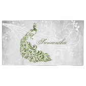 グリーンピーコックピローパーソナライズされたケース 枕カバー (正面左)