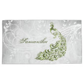 グリーンピーコックピローパーソナライズされたケース 枕カバー (正面右)