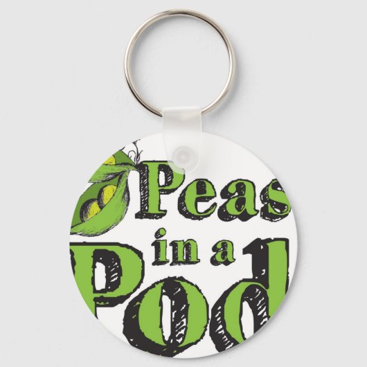 グリーンピーススケッチ野菜アート2 Peas in a Pod キーホルダー (正面)