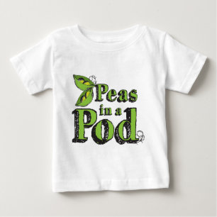 グリーンピーススケッチ野菜アート2 Peas in a Pod ベビーTシャツ